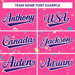 Pink Purple-White Splash Graffiti Baseball Jersey 3
