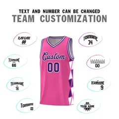 Pink Purple-White Triangle Splicing Basketball Jersey 3