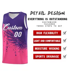 Pink Purple Wing Pattern Basketball Jersey Sports Uniform 2