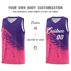 Pink Purple Wing Pattern Basketball Jersey Sports Uniform 3