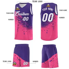Pink Purple Wing Pattern Basketball Jersey Sports Uniform 5