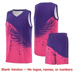 Pink Purple Wing Pattern Basketball Jersey Sports Uniform 7