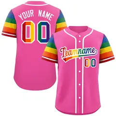 Pink Rainbow Pride Month Raglan Sleeves Baseball Jersey