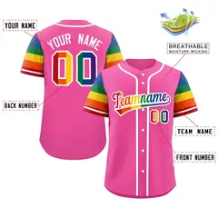 Pink Rainbow Pride Month Raglan Sleeves Baseball Jersey 2