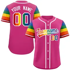 Pink Rainbow Pride Month Raglan Sleeves Baseball Jersey 1