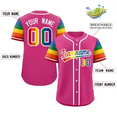Pink Rainbow Pride Month Raglan Sleeves Baseball Jersey 2