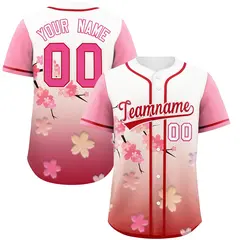 Pink Red Cherry Blossom Graffiti Baseball Jersey