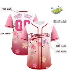 Pink Red Cherry Blossom Graffiti Baseball Jersey 2