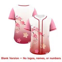 Pink Red Cherry Blossom Graffiti Baseball Jersey 7
