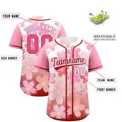 Pink Red Cherry Blossom Graffiti Baseball Jersey 2