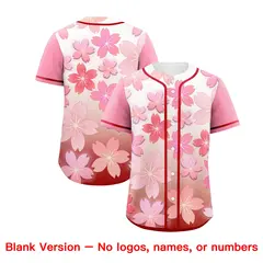 Pink Red Cherry Blossom Graffiti Baseball Jersey 6