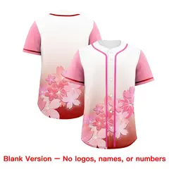 Pink Red Cherry Blossom Graffiti Pattern Baseball Jersey 6