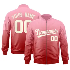 Pink Red-Cream Gradient Varsity Letterman Bomber Jacket 1
