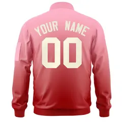 Pink Red-Cream Gradient Varsity Letterman Bomber Jacket 4