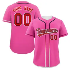 Pink Red Gradient Ribbed Authentic Baseball Jersey 1