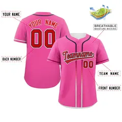 Pink Red Gradient Ribbed Authentic Baseball Jersey 2