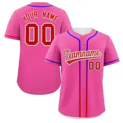 Pink Red Gradient Ribbed Authentic Baseball Jersey 1