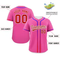 Pink Red Gradient Ribbed Authentic Baseball Jersey 2