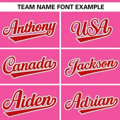 Pink Red Gradient Ribbed Authentic Baseball Jersey 3
