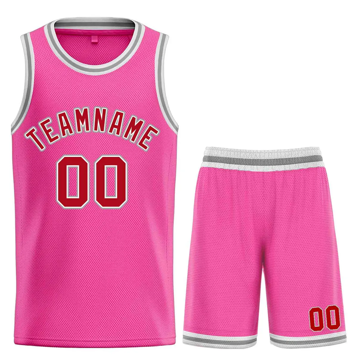 Pink Red-Gray Bull Classic Sets Basketball Jersey