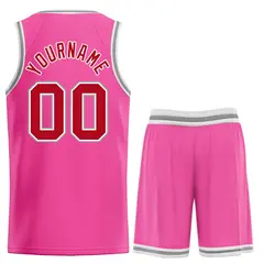 Pink Red-Gray Bull Classic Sets Basketball Jersey 2