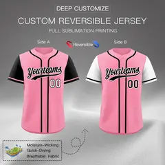 Pink Reversible Raglan Baseball Jersey 2