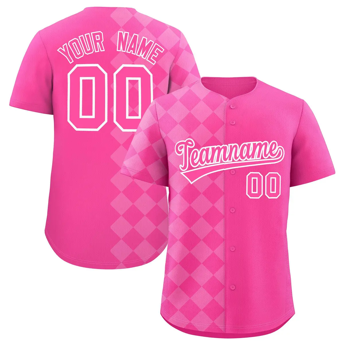 Pink Rhombus Design Authentic Baseball Jersey