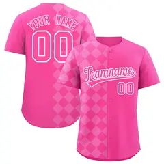 Pink Rhombus Design Authentic Baseball Jersey