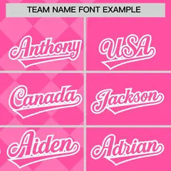Pink Rhombus Design Authentic Baseball Jersey 3