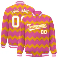 Pink Ripple Color Block Varsity Letterman Jacket