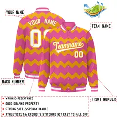 Pink Ripple Color Block Varsity Letterman Jacket 2