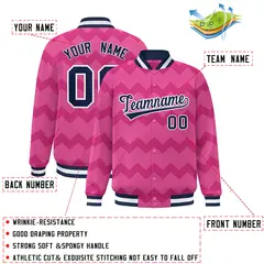 Pink Ripple Color Block Varsity Letterman Jacket 2