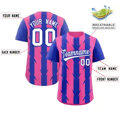 Pink Royal Blade Pattern Raglan Baseball Jersey 2