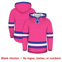 Pink Royal Blue Lace-Up Neck Hockey Hoodie Classic Style 7