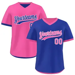 Pink Royal Blue Reversible Pullover Baseball Jersey