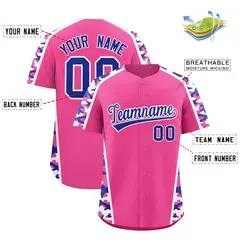 Pink Royal Blue Side Camo Baseball Jersey 2