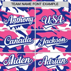 Pink Royal Blue White Camo Gradient Fashion Baseball Jersey 3