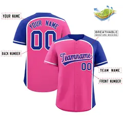 Pink Royal Color Block Authentic Baseball Jersey 2