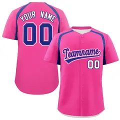 Pink Royal Color Block Authentic Baseball Jersey 1