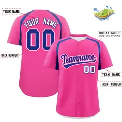 Pink Royal Color Block Authentic Baseball Jersey 2