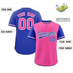 Pink Royal Color Block Raglan Sleeves Baseball Jersey 2