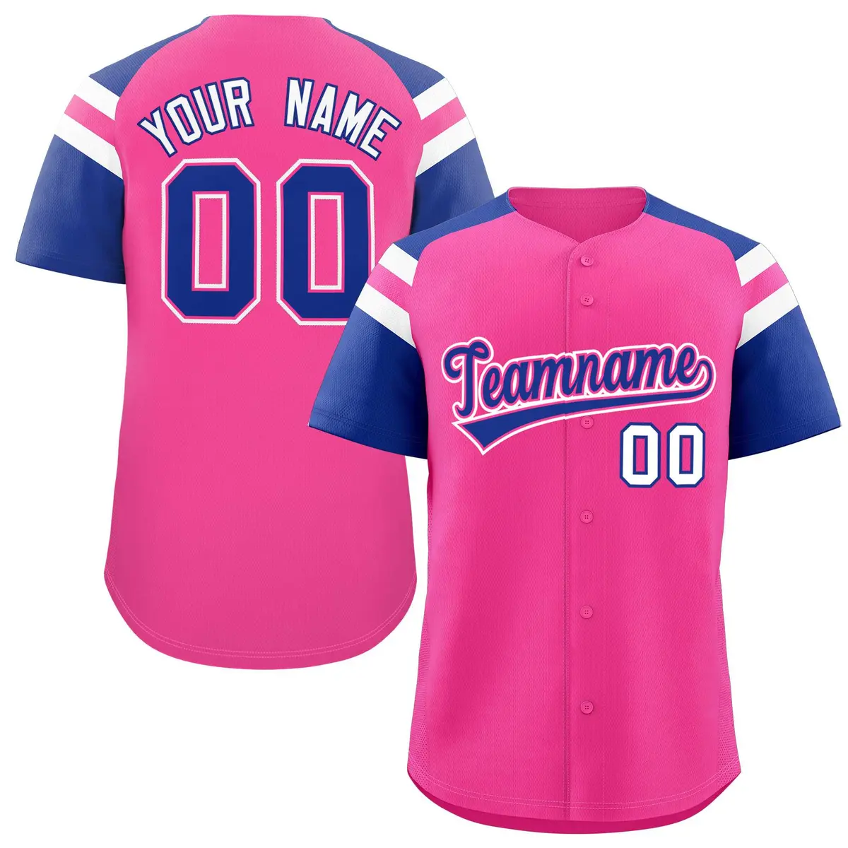 Pink Royal Contrast Raglan Baseball Jersey