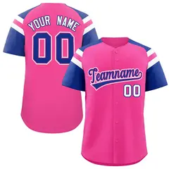 Pink Royal Contrast Raglan Baseball Jersey 1