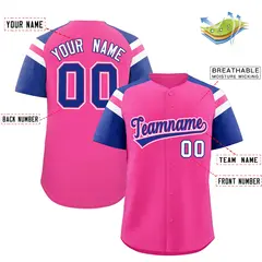Pink Royal Contrast Raglan Baseball Jersey 2