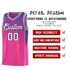 Pink Royal Dot Pattern Reversible Gradient Basketball Jersey Kits 3