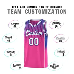 Pink Royal Dot Pattern Reversible Gradient Basketball Jersey Kits 4