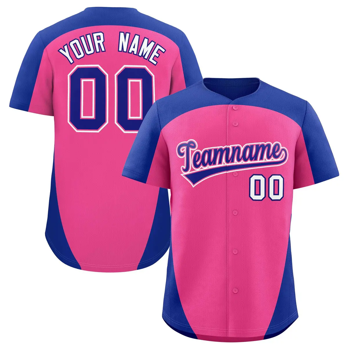 Pink Royal Edge Color Block Baseball Jersey