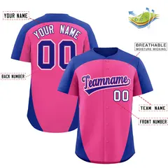 Pink Royal Edge Color Block Baseball Jersey 2