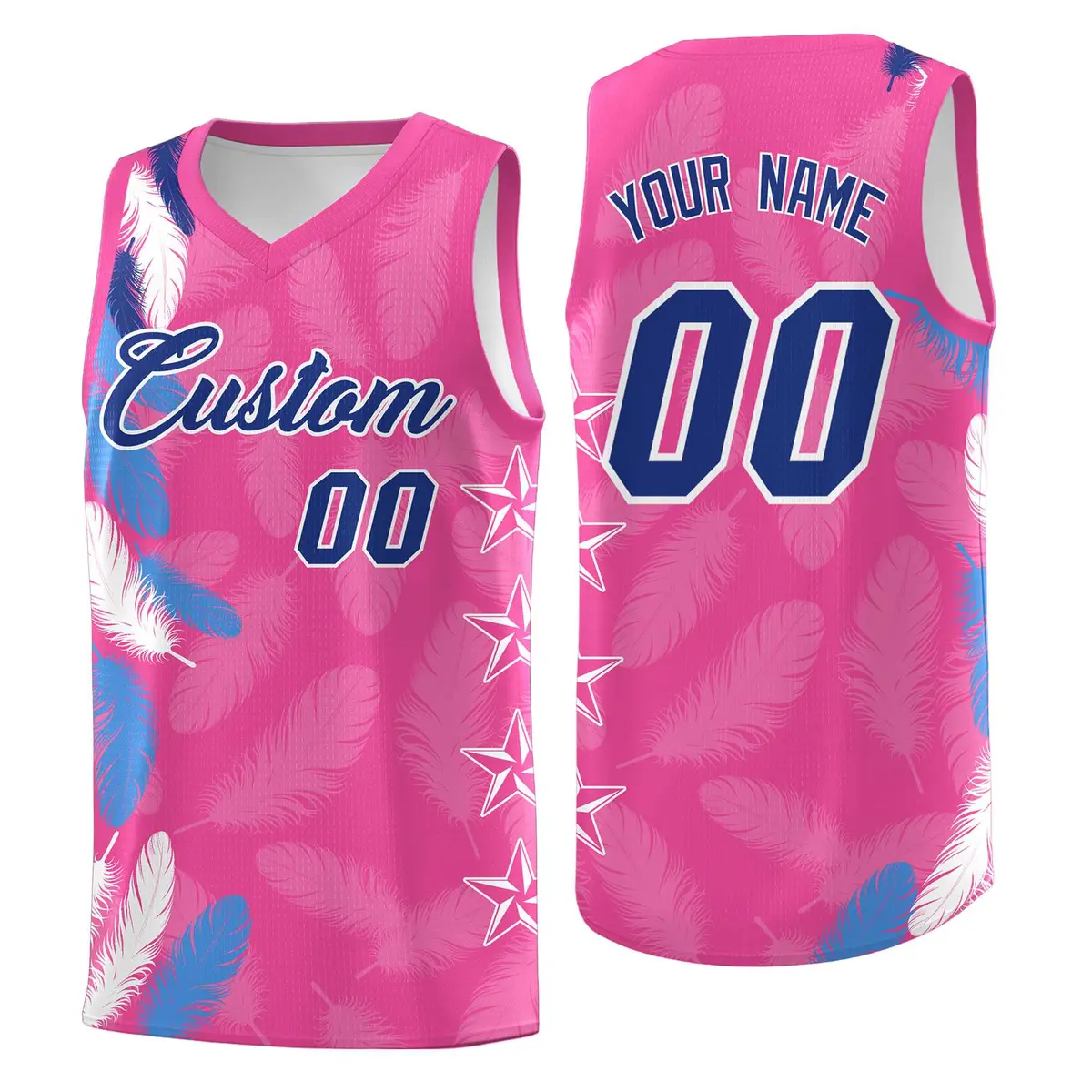 Pink Royal Feather Series Graffiti Pattern Basketball Jersey