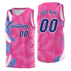 Pink Royal Feather Series Graffiti Pattern Basketball Jersey 1